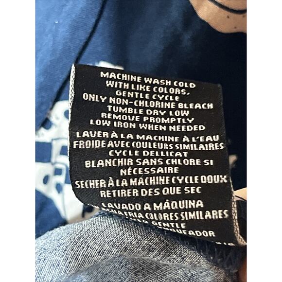 Star Wars Shirt Mens Medium Blue Button Up Short Sleeve Camp Casual Rayon - Picture 10 of 11